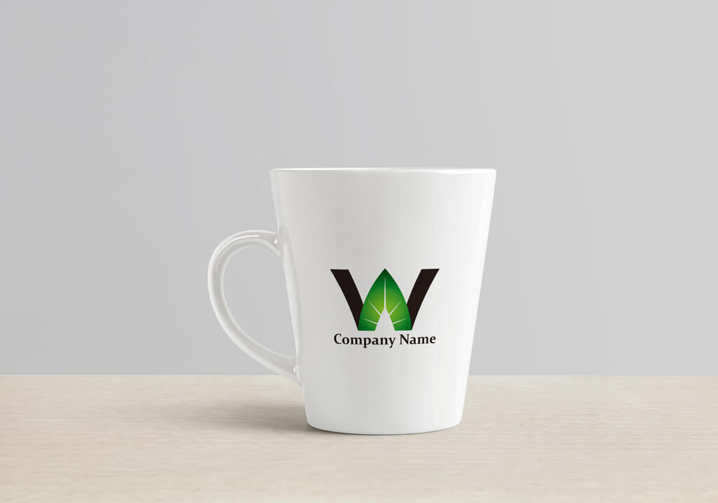 頭文字ロゴ Wのナチュラルデザイン023使用見本｜マグカップ