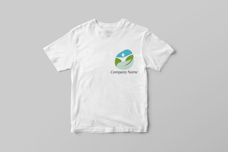 人と手のひらの健康ロゴ0273使用見本｜Tシャツ