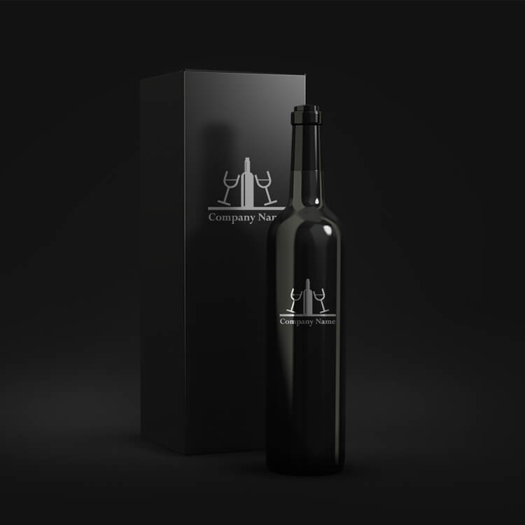 ワインボトルとワイングラスのロゴ-参考見本