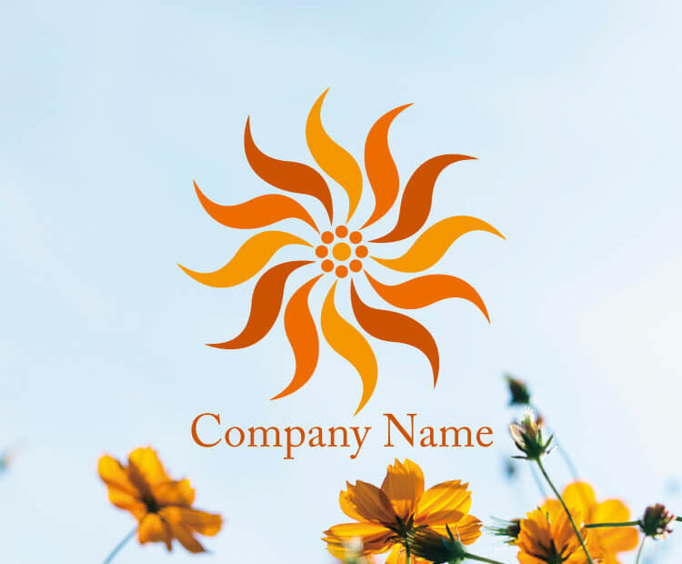 太陽とひまわりの花 オレンジ色のロゴ-0590