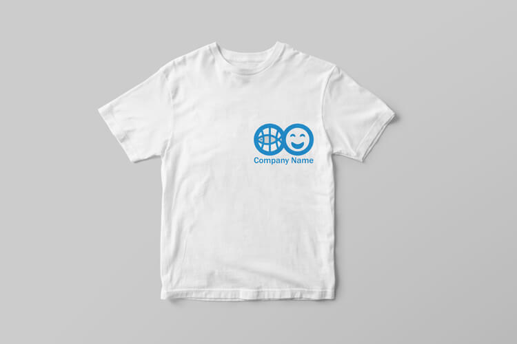 無限の形の地球と魚と笑顔の世界ロゴ0631使用見本｜Tシャツ