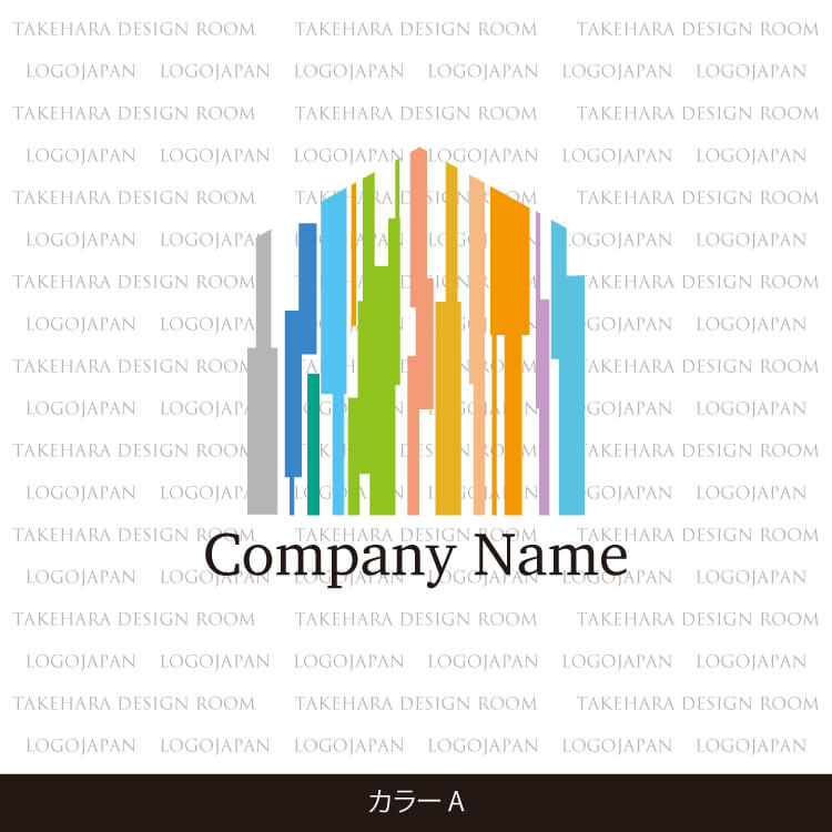 カラフルで斬新な家のロゴ|ロゴ販売番号0730 7 210730color a