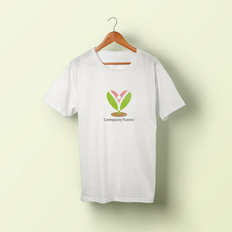 ハートと人のロゴ 植物・双葉のデザイン01072使用見本｜Tシャツ