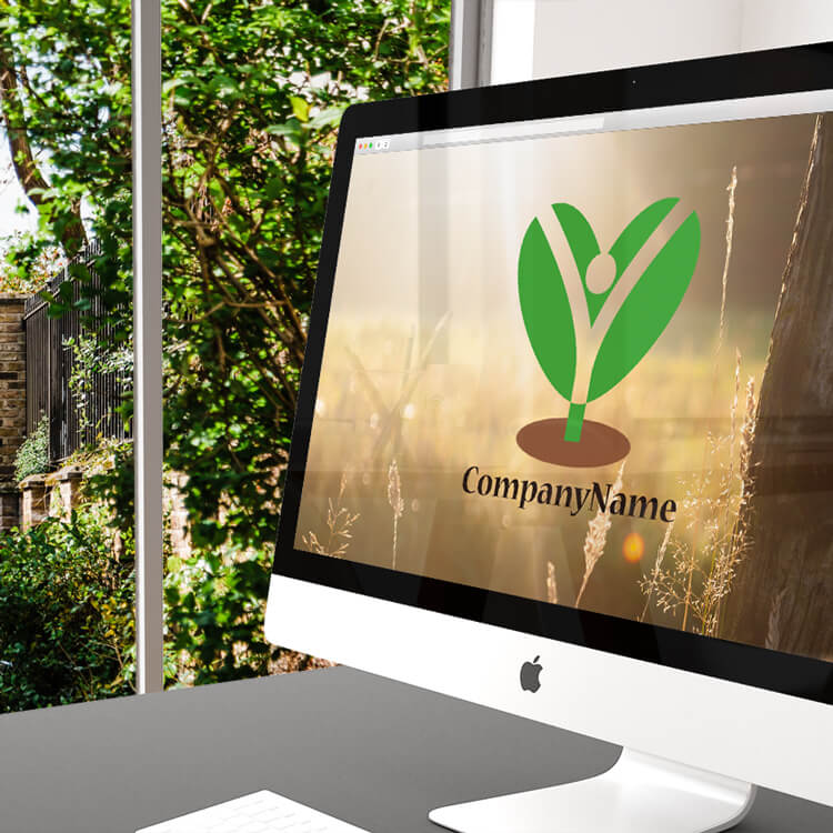 ハートと人のロゴ 植物・双葉のデザイン01072使用見本｜ホームページ