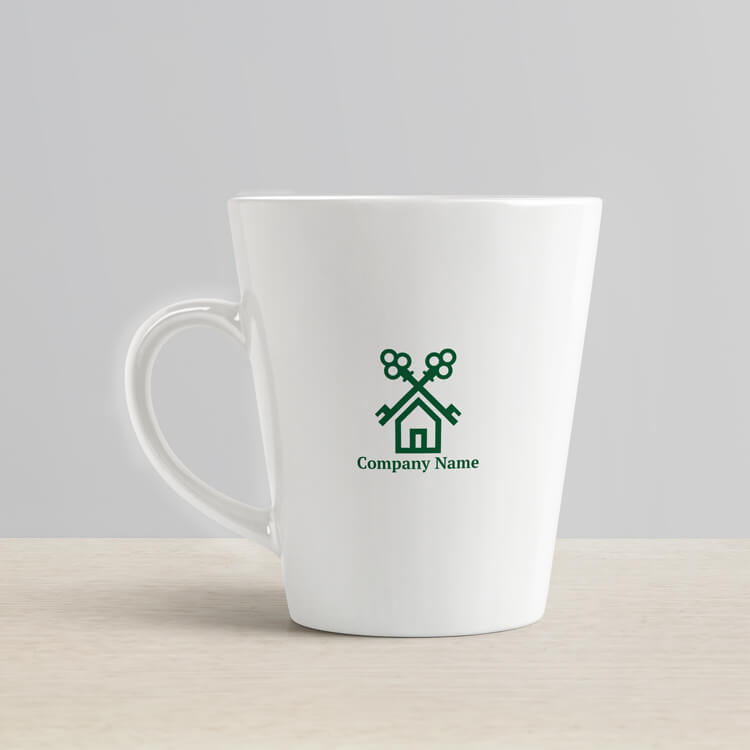 鍵ロゴ 家のシンボルマーク01301使用見本｜コーヒーカップ
