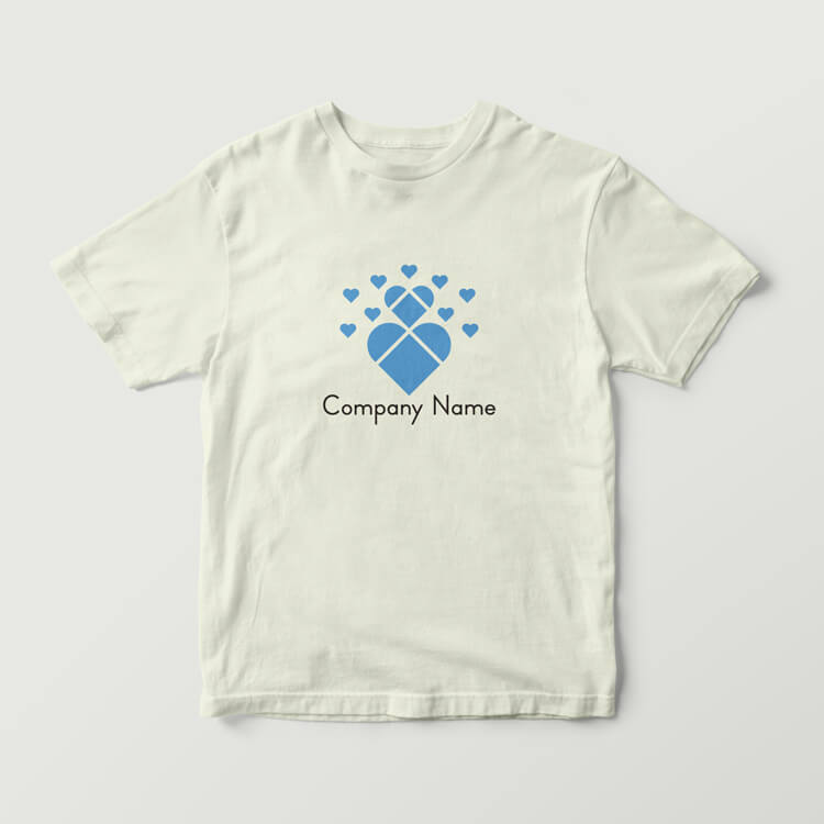 ハートのロゴ カラフルで可愛いデザイン01441使用見本｜Tシャツ