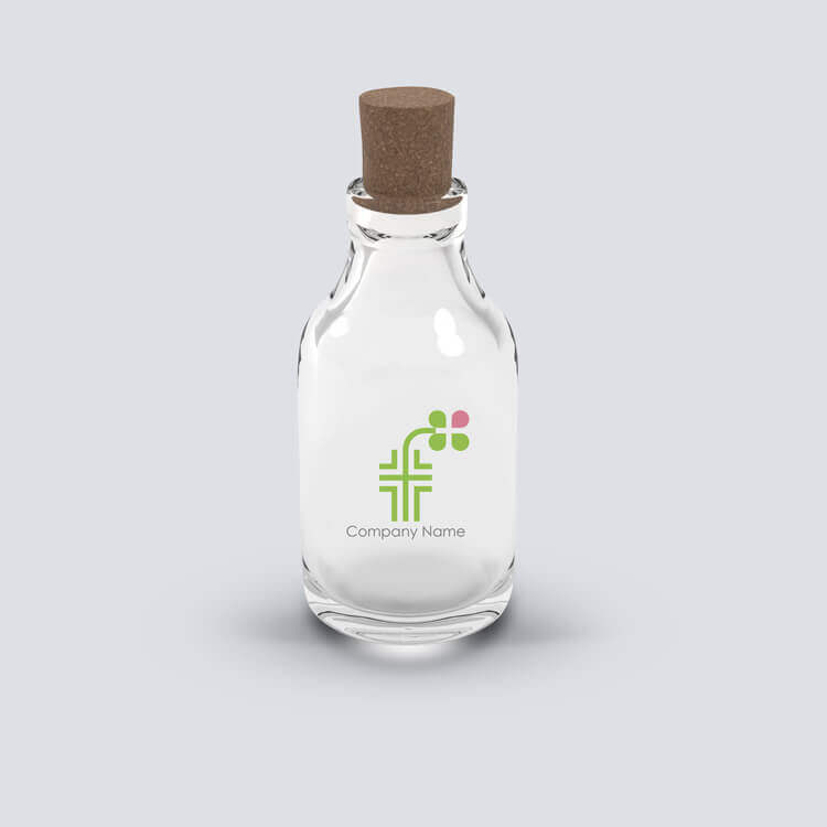 幸せ ロゴ クローバーの可愛いデザイン01501ブランディング イメージ｜ガラス瓶