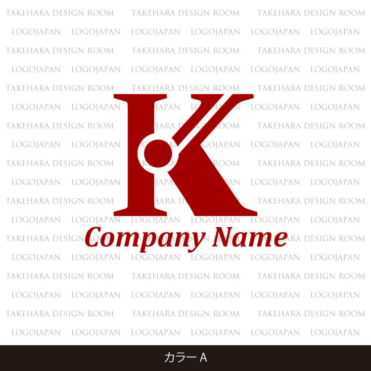 中央の核が印象的なアルファベットロゴKのマーク|ロゴ販売番号01666 7 2101666color a