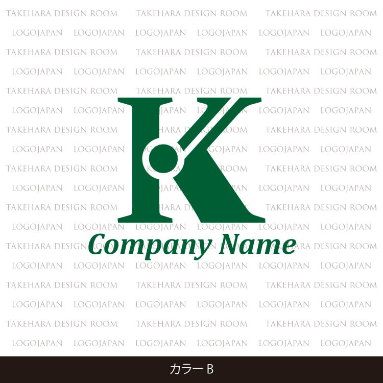 中央の核が印象的なアルファベットロゴKのマーク|ロゴ販売番号01666 8 2101666color b