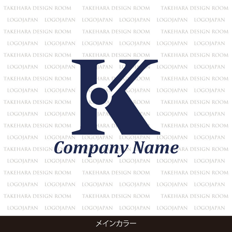 中央の核が印象的なアルファベットロゴKのマーク|ロゴ販売番号01666 6 2101666color m
