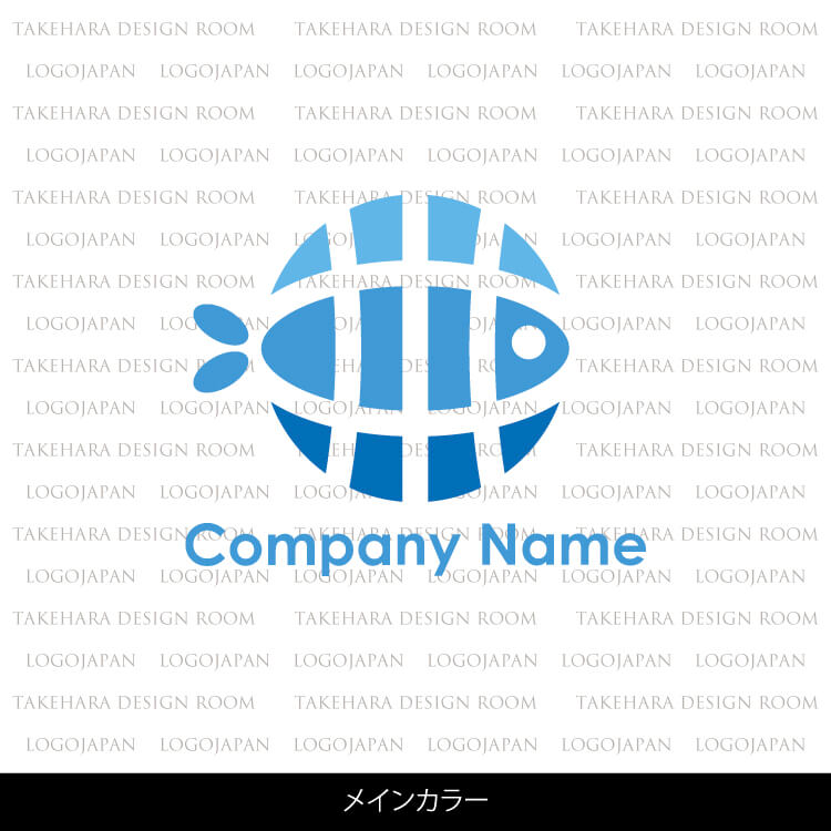 魚ロゴ|地球と魚のシンプルでかわいいデザイン-ロゴ販売番号01688 9 2101688color m