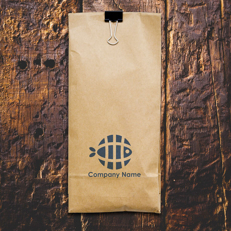 シンプルな魚ロゴ01688ブランディング 見本｜紙の袋