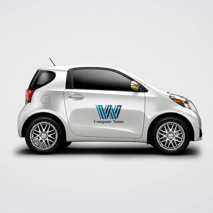 アルファベット ロゴ Wのデザイン01797使用例｜自動車のドアに施工