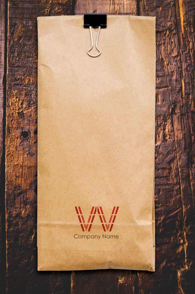 文字ロゴ Wのデザイン01800使用見本｜紙袋