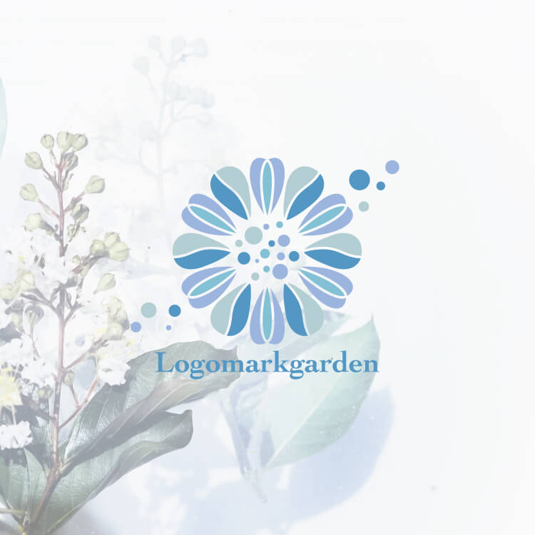 雫とハートの花びらで彩る潤いを表現した花のおしゃれロゴ|ロゴ購入番号01819 1 2101819