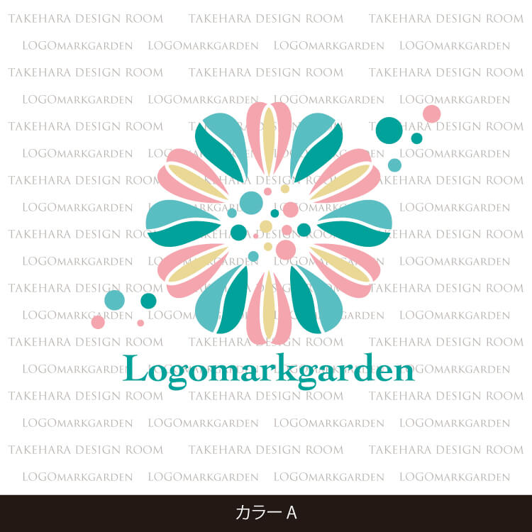 雫とハートの花びらで彩る潤いを表現した花のおしゃれロゴ|ロゴ購入番号01819 13 2101819color a