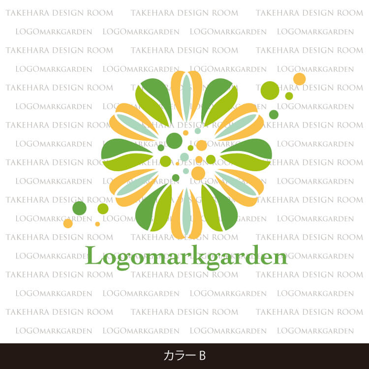 雫とハートの花びらで彩る潤いを表現した花のおしゃれロゴ|ロゴ購入番号01819 14 2101819color b