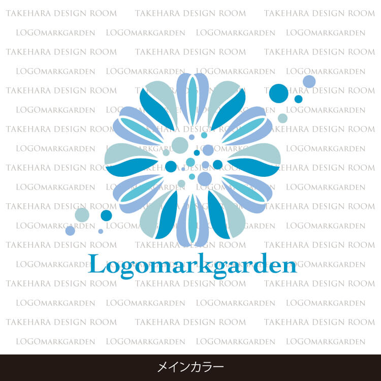 雫とハートの花びらで彩る潤いを表現した花のおしゃれロゴ|ロゴ購入番号01819 12 2101819color m