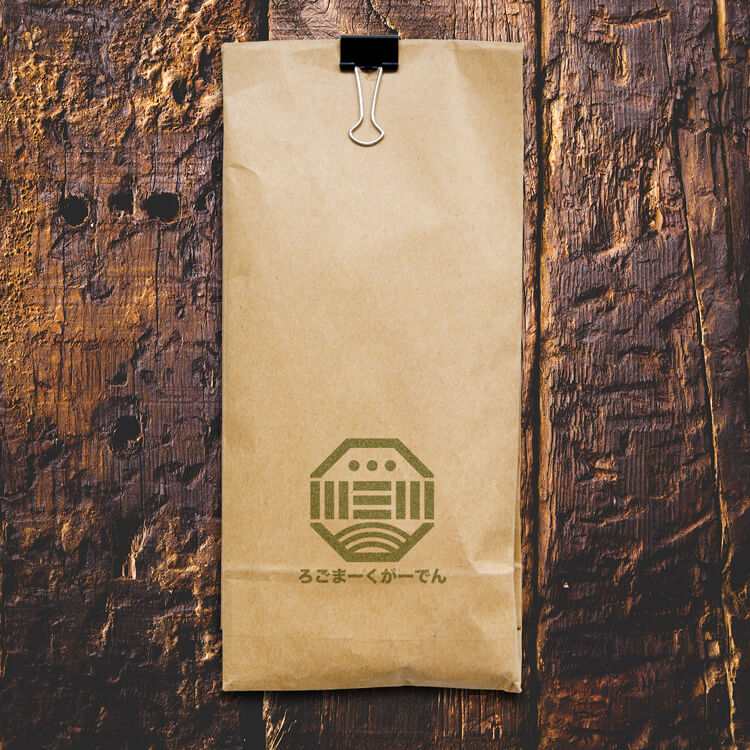 ロゴ和風 三崩しのデザイン01840使用例｜紙袋