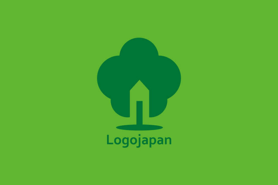 シンプルな木と家のロゴ