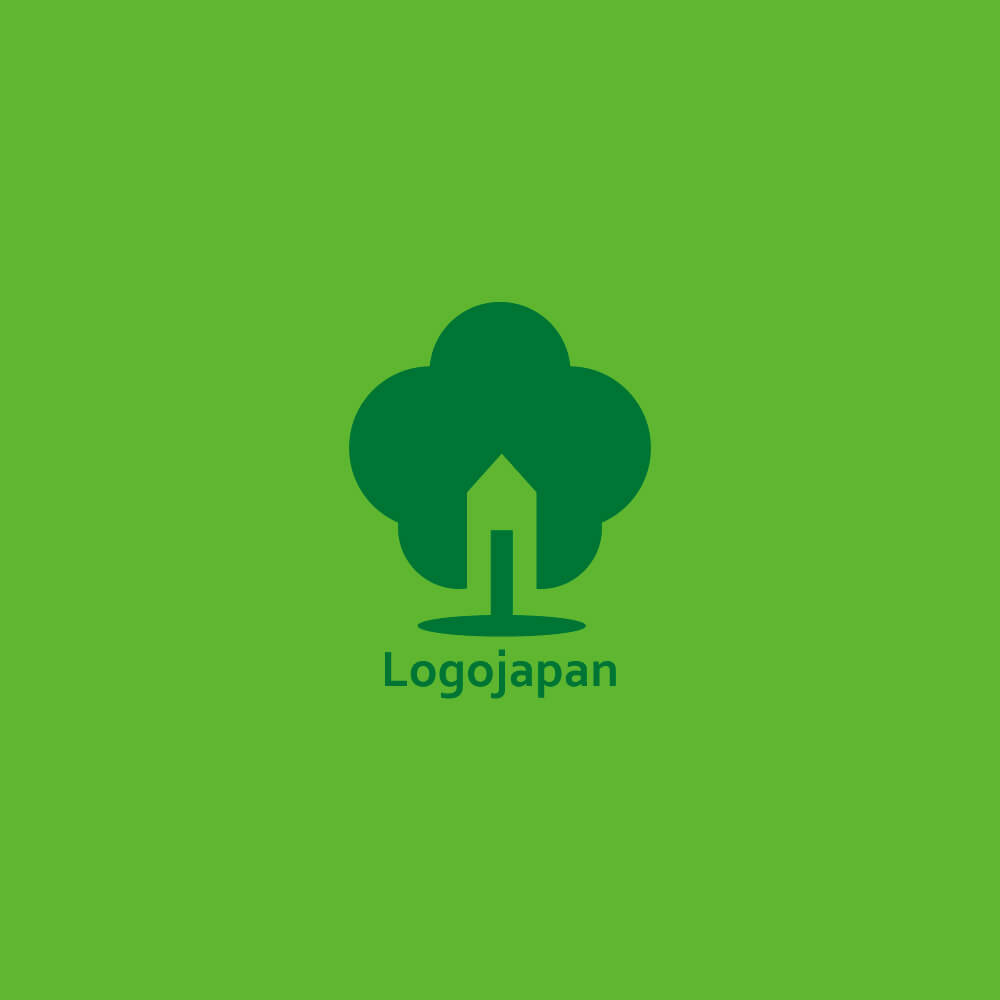 シンプルな木と家のロゴ