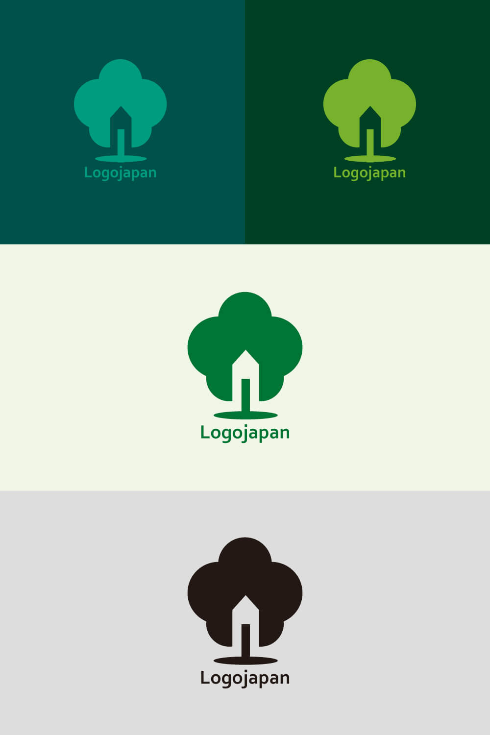 シンプルな木と家のロゴ-色見本