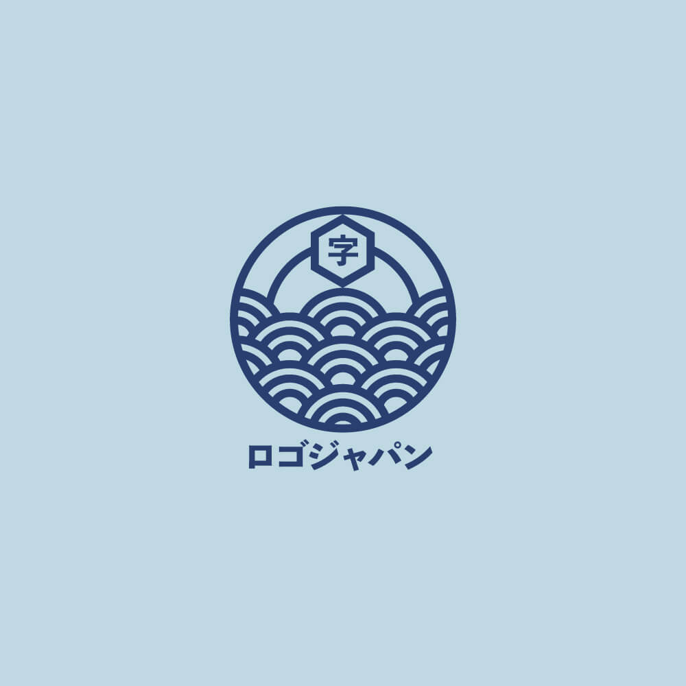 二重丸と青海波の和風ロゴ