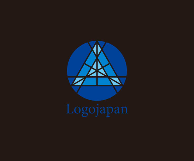 三角形と幾何学模様のロゴ