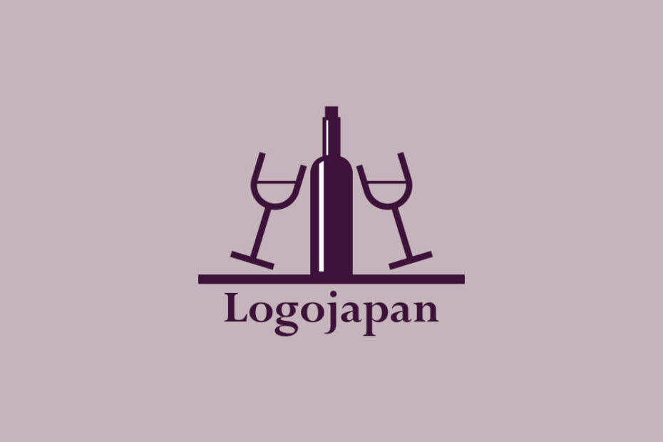 ワインボトルとワイングラスのロゴ