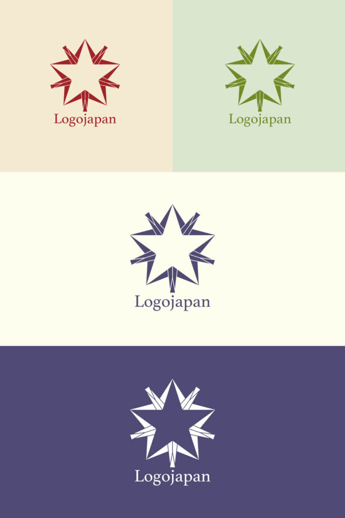 折り紙の鶴と星のロゴの色見本
