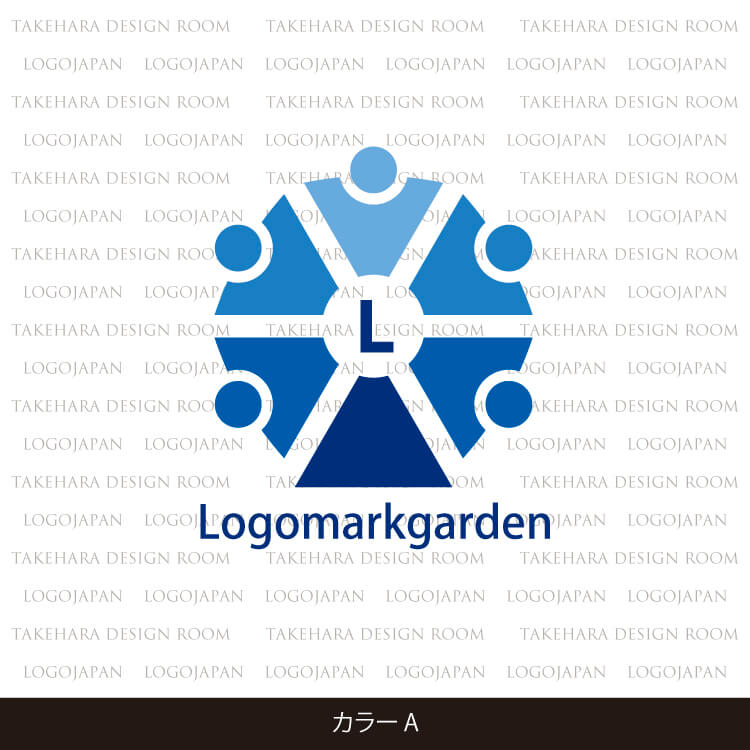 協力する人と大きな木のロゴ色見本a