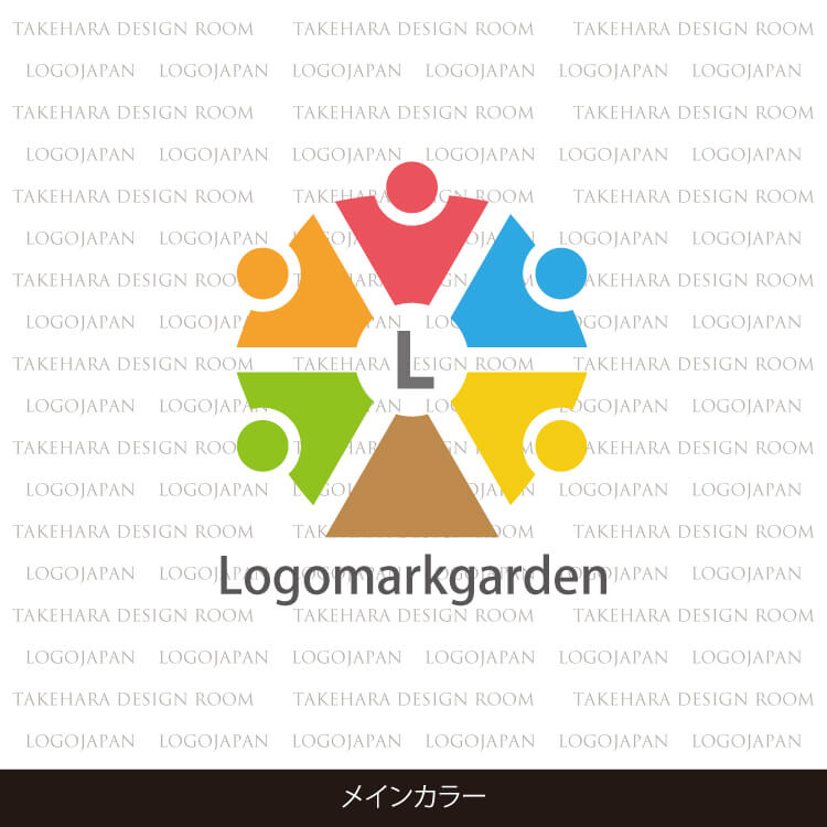 協力する人と大きな木のロゴ色見本m