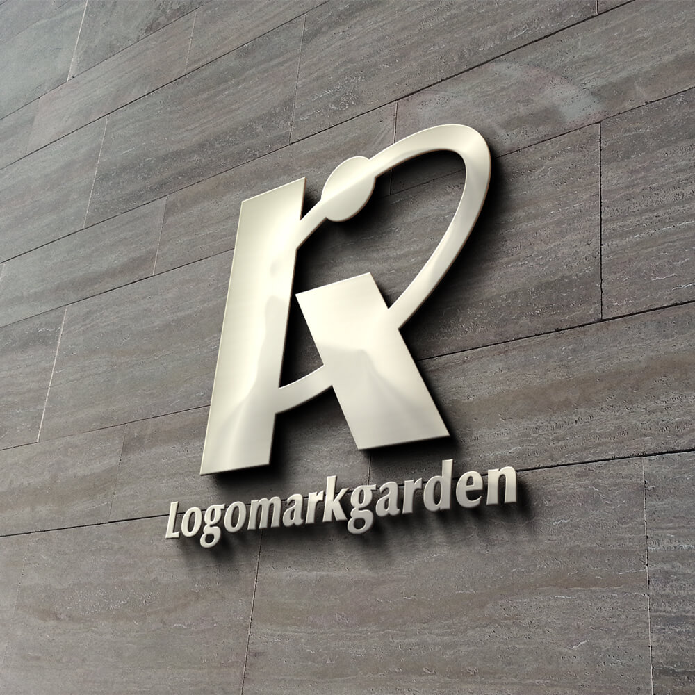 先進的デザインのKのイニシャルロゴ|ロゴ販売番号01880 3 使用見本|受付サイン