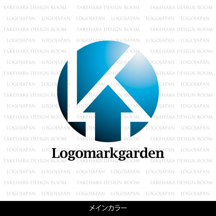 円形と矢印が作り出すKのローマ字ロゴ|ロゴ販売番号01881 10 ローマ字ロゴ01881color-m