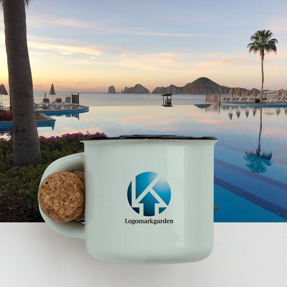 円形と矢印が作り出すKのローマ字ロゴ|ロゴ販売番号01881 5 ローマ字ロゴ01881使用見本|封筒