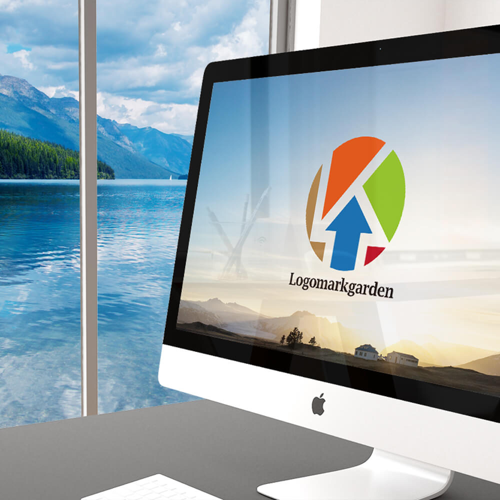 円形と矢印が作り出すKのローマ字ロゴ|ロゴ販売番号01881 8 ローマ字ロゴ01881使用見本|web