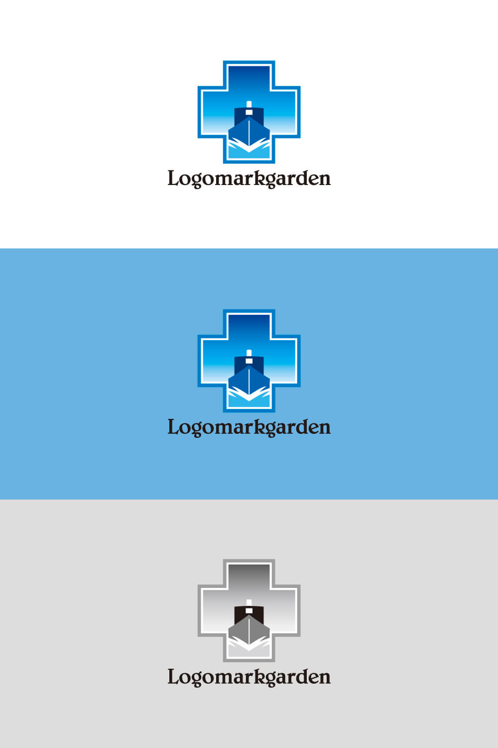 クロスの中の船ロゴ0456カラーバリエーション