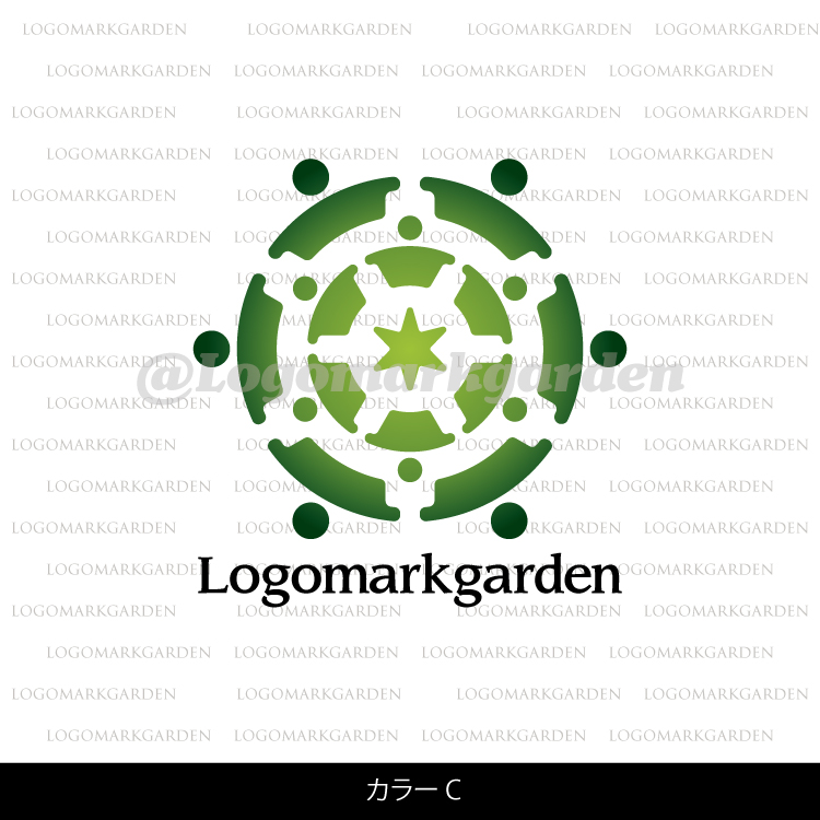 人のロゴ 協力して輪を作る人々を表現したデザイン|ロゴ販売番号-people001 12 people001 color c