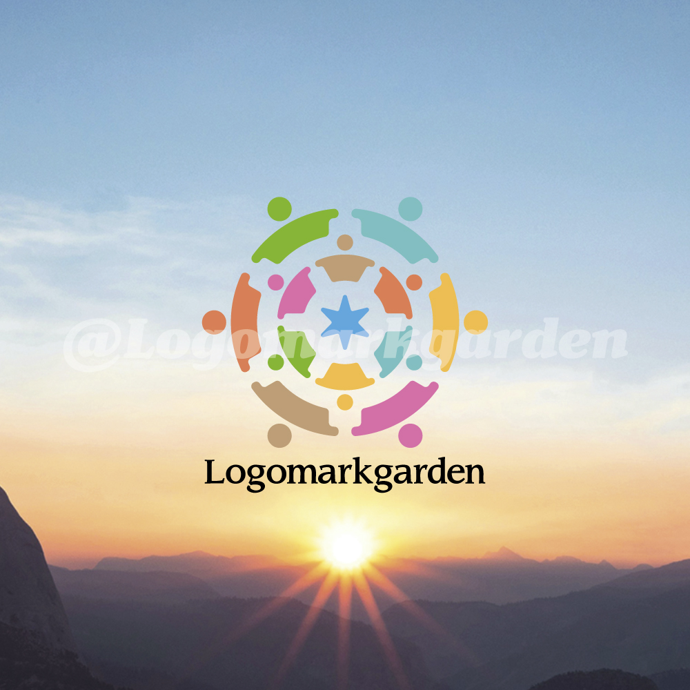 人のロゴ 協力して輪を作る人々を表現したデザイン|ロゴ販売番号-people001 1 people001