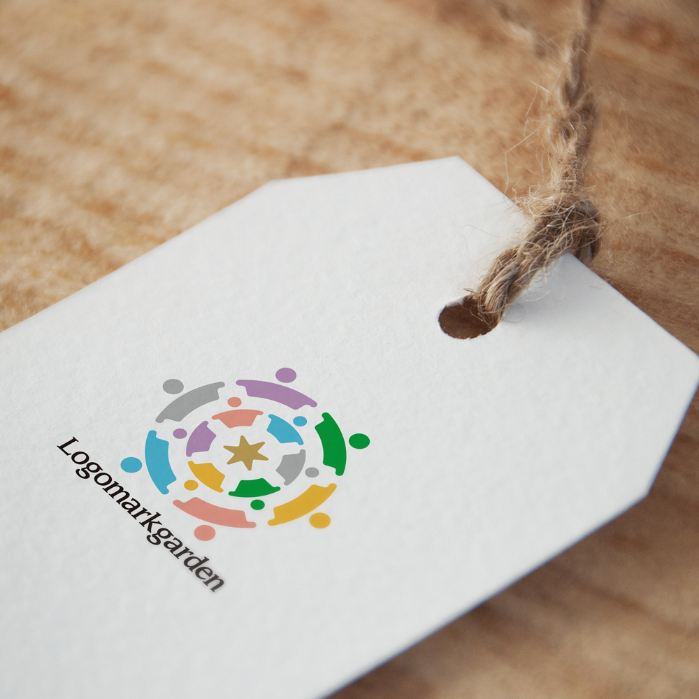 人のロゴ 協力して輪を作る人々を表現したデザイン|ロゴ販売番号-people001 5 people001img06