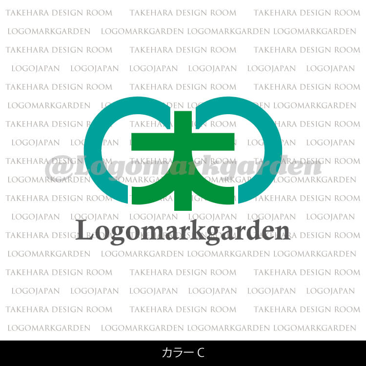 無限（メビウスの輪）と木を組み合わせたロゴのカラー見本C