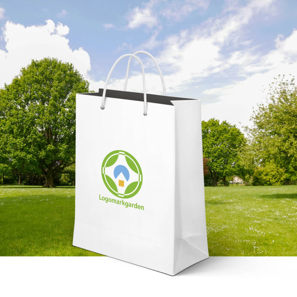 circle cross arrow logo 01918 shopping bag