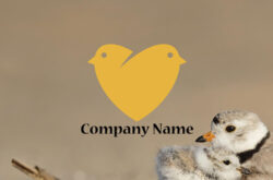 鳥のロゴ ハート型デザイン0439