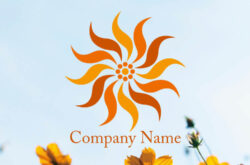 太陽とひまわりの花 オレンジ色のロゴ-0590
