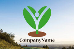 ハートと人のロゴ 植物・双葉のデザイン01072