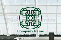 幾何学ロゴ 円と正方形01908